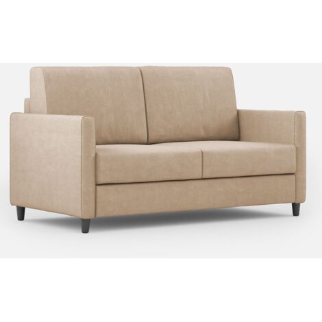 Canapé droit moderne italien tissu beige Korane - 3 tailles 138 cm-Taille 138 cm