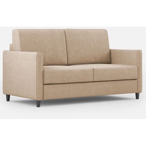 Canapé droit moderne italien tissu beige Korane - 3 tailles 158 cm-Taille 158 cm