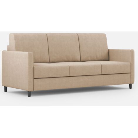Canapé droit moderne italien tissu beige Korane - 3 tailles 198 cm-Taille 198 cm