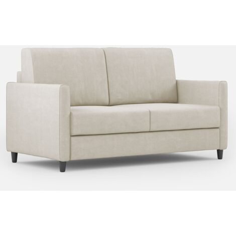 Canapé droit moderne italien tissu blanc cassé Korane - 3 tailles 138 cm-Taille 138 cm