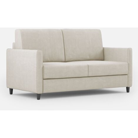 Canapé droit moderne italien tissu blanc cassé Korane - 3 tailles 158 cm-Taille 158 cm