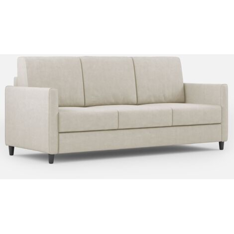 Canapé droit moderne italien tissu blanc cassé Korane - 3 tailles 198 cm-Taille 198 cm