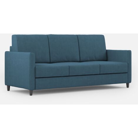 Canapé droit moderne italien tissu bleu Korane - 3 tailles 198 cm-Taille 198 cm