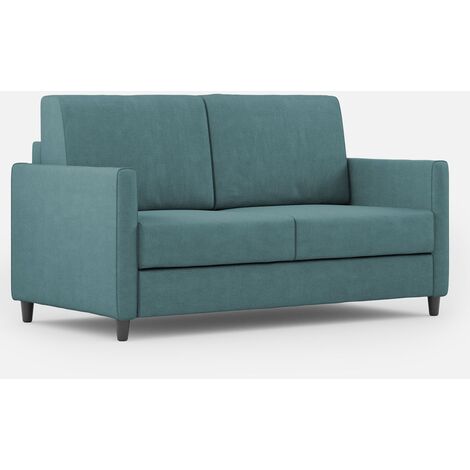 Canapé droit moderne italien tissu bleu pétrole Korane - 3 tailles-Taille 138 cm