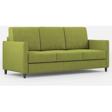 Canapé droit moderne italien tissu vert pistache Korane - 3 tailles 198 cm-Taille 198 cm