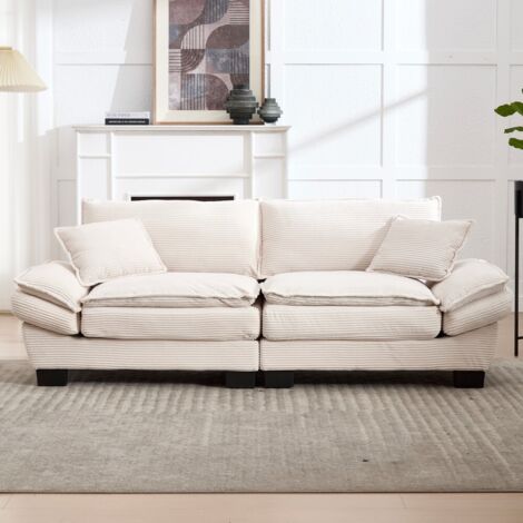 Canapé droit moderne-lit-une couette inclus-épais et spacieux-beige-224x81x81(cm)