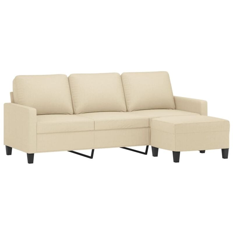 Vidaxl - Canapé à 3 places avec repose-pieds Crème 180 cm Tissu