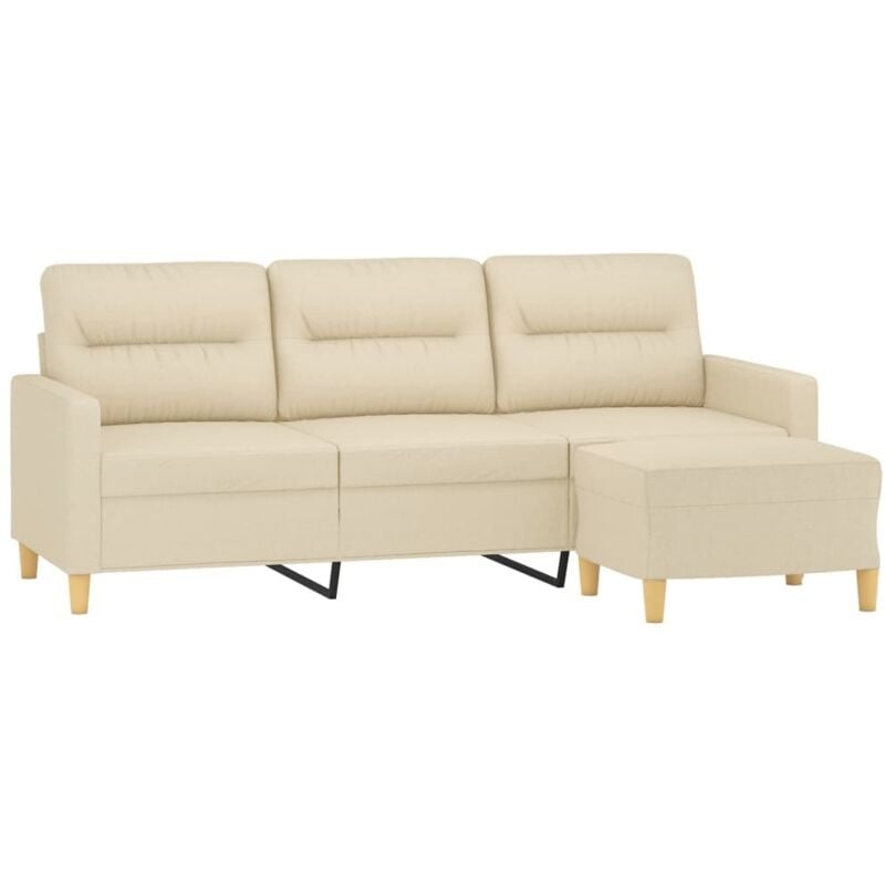 Vidaxl - Canapé à 3 places avec repose-pieds Crème 180 cm Tissu