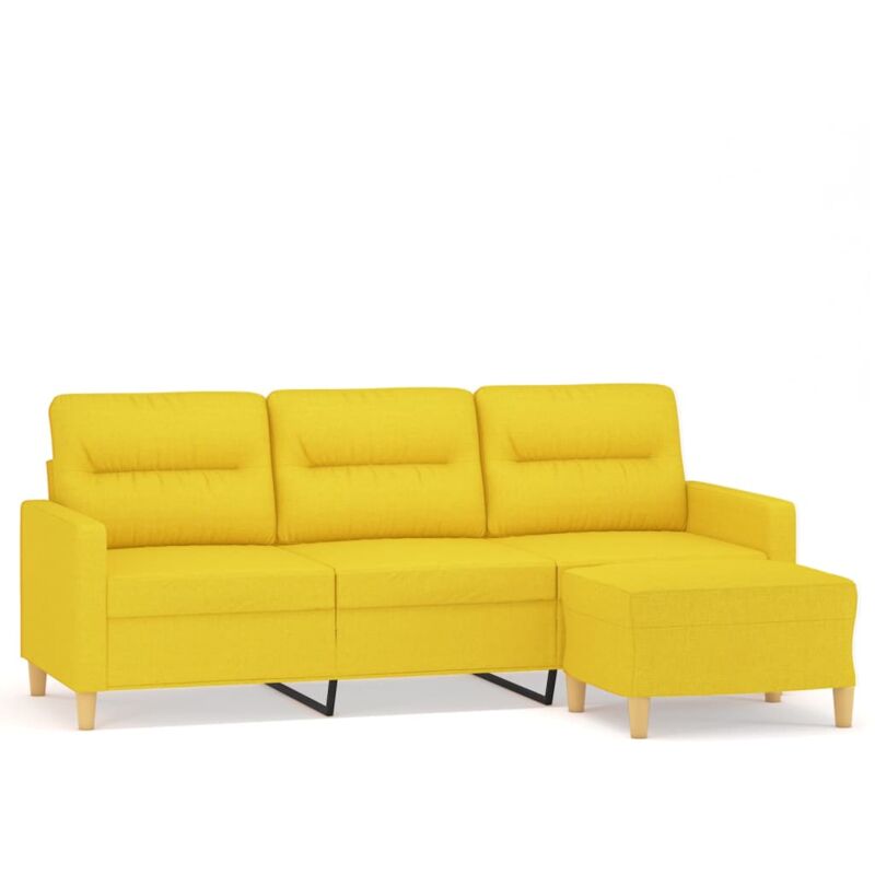 Vidaxl - Canapé à 3 places avec repose-pieds Jaune clair 180 cm Tissu