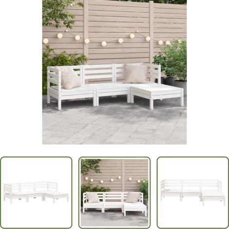 Canapé en bois -  Canapé de jardin 3 places et repose-pied blanc bois pin massif