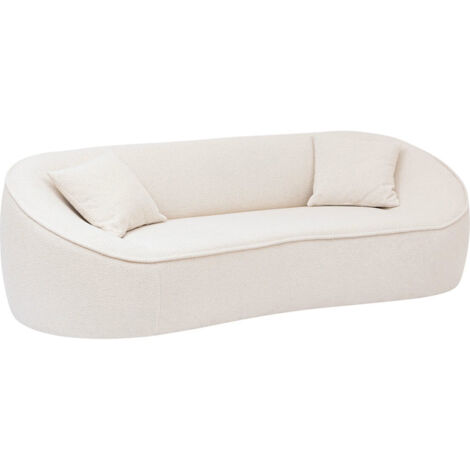 Canapé en bois et Polyester avec 3 places coloris blanc - Longueur 232 x Profondeur 100 x Hauteur 75 cm
