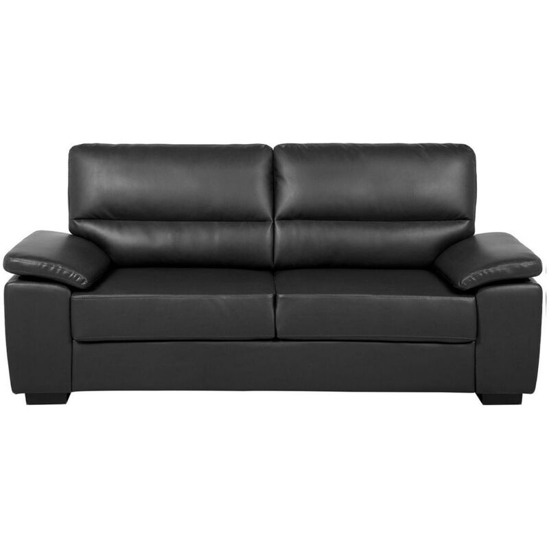 Beliani - Canapé Fix 3 Places en Cuir pu Noir Haut de Gamme pour Salon au Style Moderne