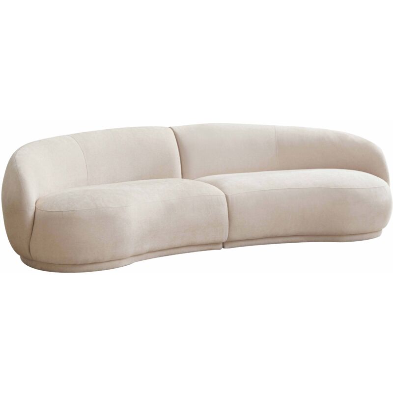 Oviala – Canapé droit 3 places en tissu polyester beige – Longueur 266 cm – Coussins en mousse D28 – Structure contreplaqué peuplier