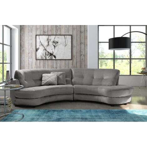 Canapé en tissu luxe 5/6 places BRENNER gris clair, côté accoudoir gauche