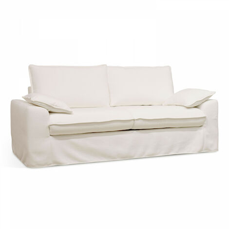 Canapé en tissu texturé 3 places blanc