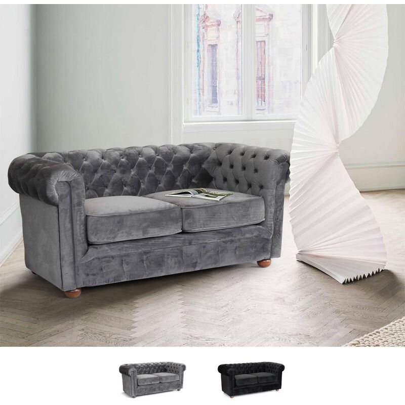 Canapé droit 2 places Gris Tissu Moderne Confort Promotion