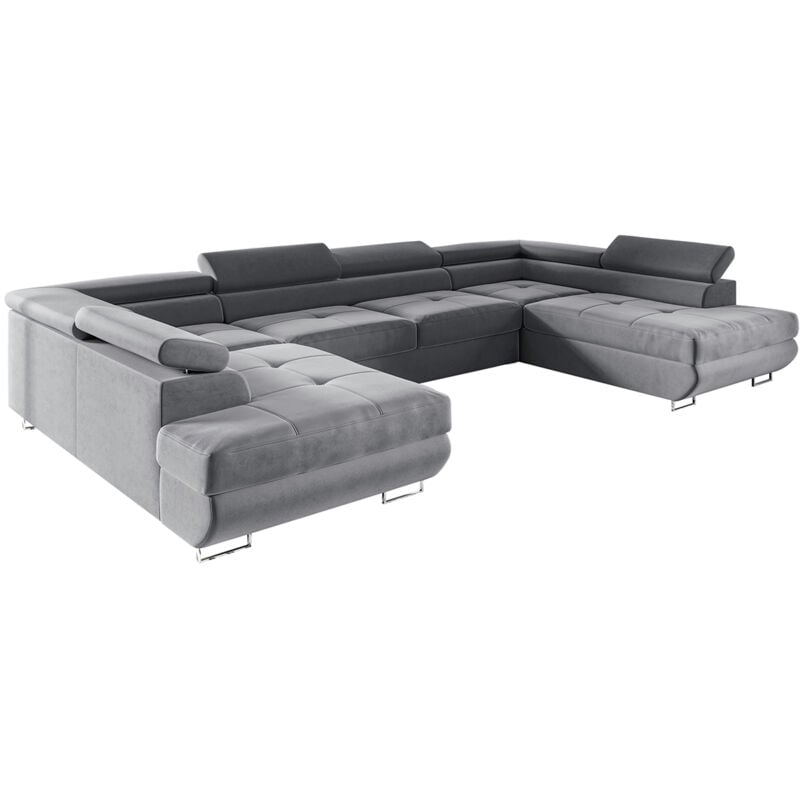 Petits-meubles - Canapé en u 5 places convertible avec coffre Wilson Gris