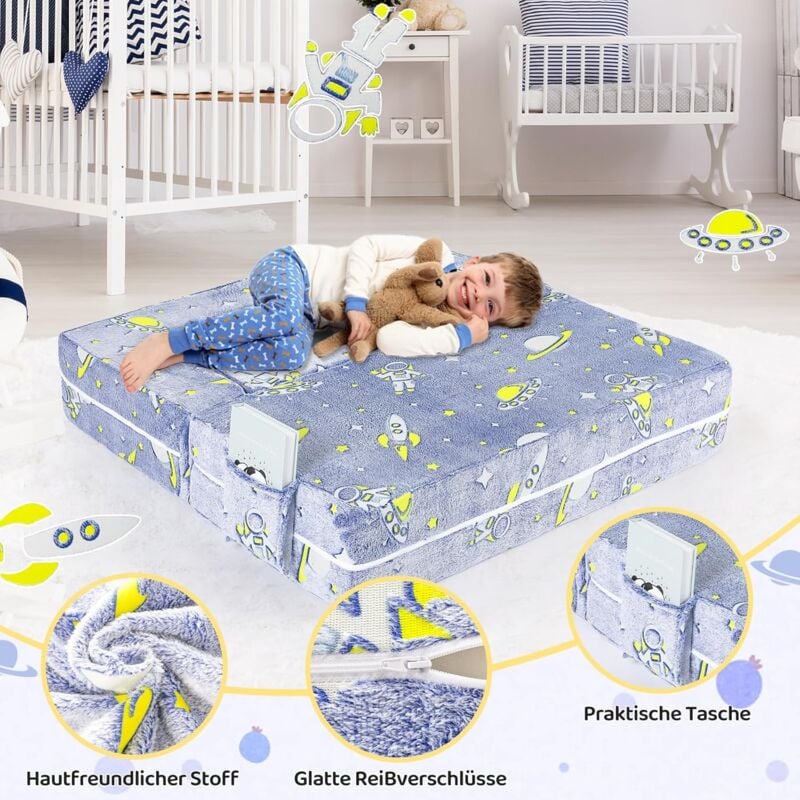 Tlgreen - Canapé Enfant Convertible,Canapé de Jeu,Fauteuil Enfant,Canapé Modulaire pour Chambre à Coucher,Brillant dans Le Noir(MOTIF d'astronaute )