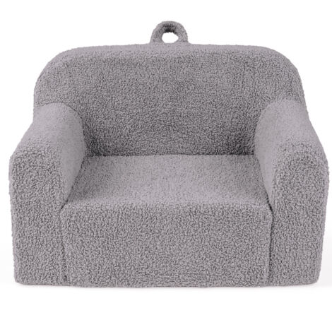 Canapé Enfant en Mousse avec Tissu Polaire Doux, Fauteuil Enfant Léger et Portable avec Poignée, Base Antidérapante, Housse Amovible et Lavable, pour