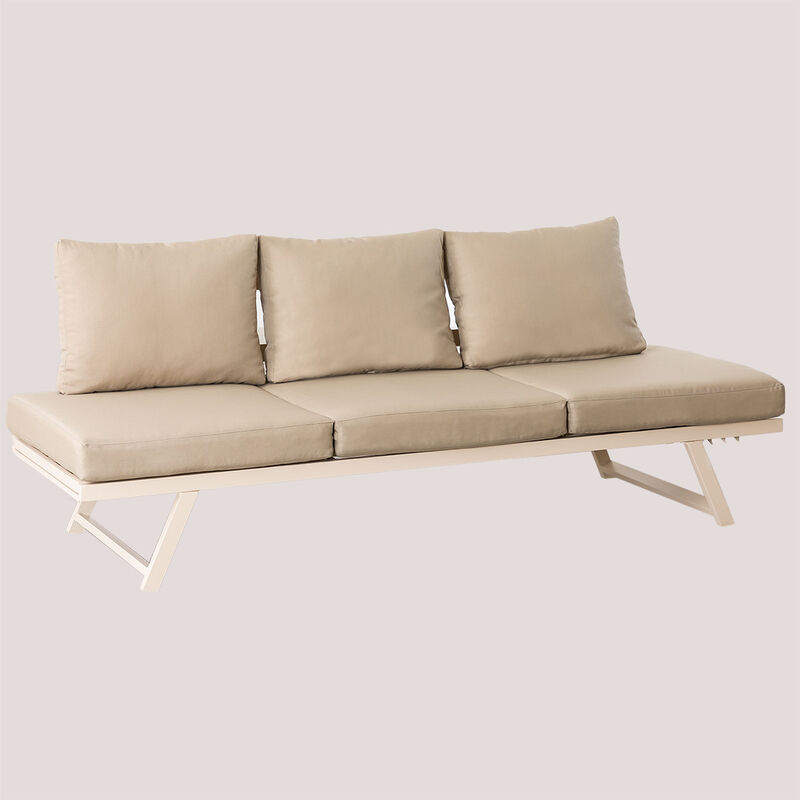 Canapé de Jardin Inclinable 3 places Libanc Polyèster - Beige Tapioca - Sklum