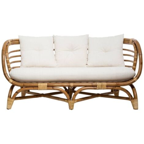 Canapé Farah 2 places rotin tissu blanc - Atmosphera créateur d'intérieur