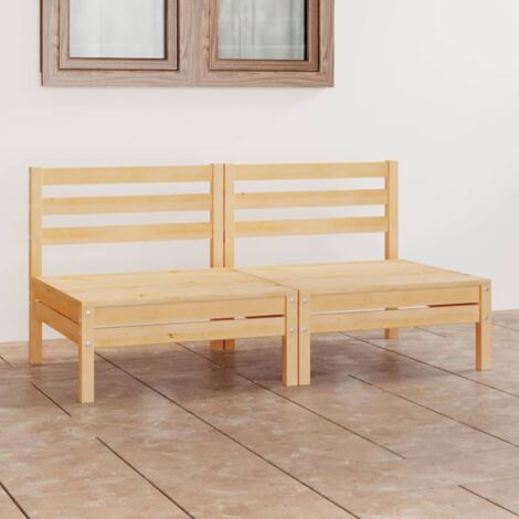 Canapé fixe 2 places de jardin  Sofa Banquette de jardin Bois de pin solide 39782