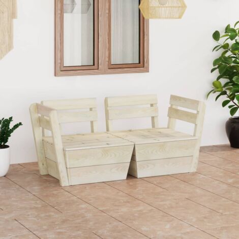 Canapé fixe 2 places palette de jardin  Sofa Banquette de jardin Bois d'épicéa imprégné 79147