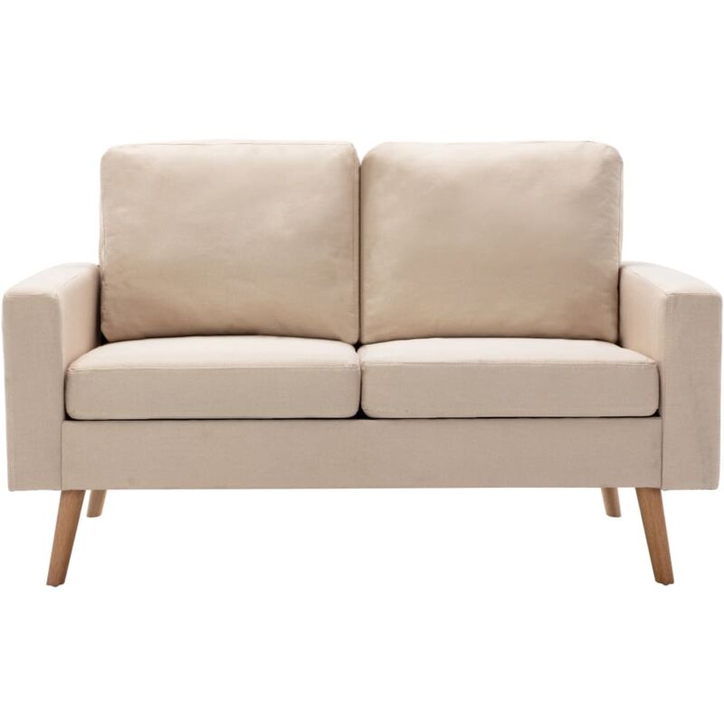 Lexlife - Canapé Fixe 2 places - Style scandinave Tissu Crème - l 130 x p 76 x h 82,5 cm