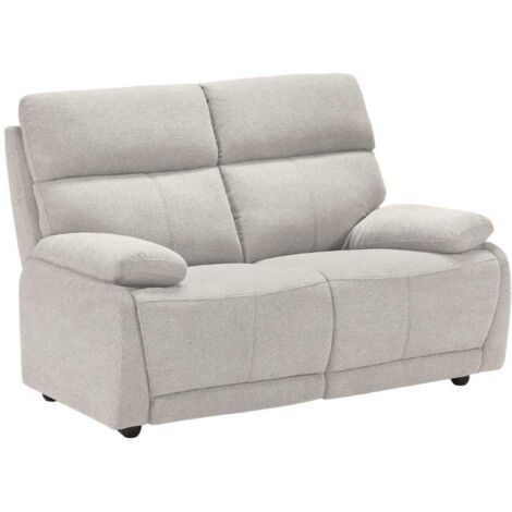 Canapé fixe 2 places tissu polyester gris clair - MIGUEL