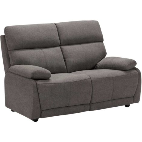 Canapé fixe 2 places tissu polyester gris foncé - MIGUEL
