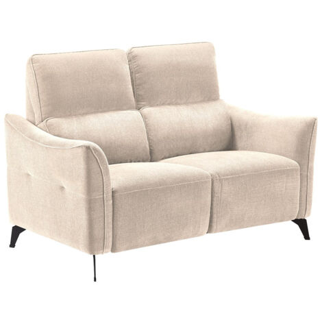 Canapé Fixe 2 Places Tissu Waterproof Beige - BURGOS