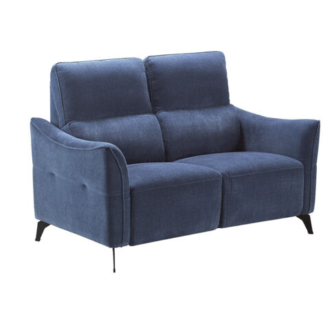 Canapé Fixe 2 Places Tissu Waterproof Bleu - BURGOS
