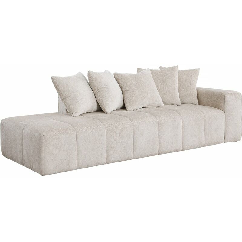 Canapé droit 3 places Beige Tissu Luxe Moderne Confort