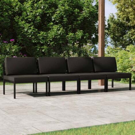 Canapé fixe 4 places de jardin Canapé relax - Banc de jardin avec coussins Aluminium Anthracite BV785608 - BonneVie
