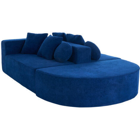 Canapé Fully compressed boneless modern modular Chenille Blue 263.00x171.00x66.00 ZIPSOFA