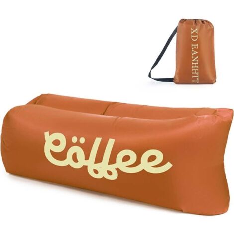 Canapé gonflable 160 x 75 x 55 cm, chaise de camping portable avec sac de rangement, pliable, pour camping, plage, randonnée brun