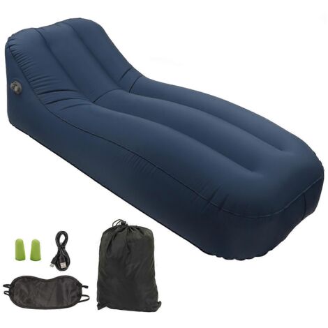 Canapé gonflable automatique à 1 bouton, matelas pneumatique épais et portable pour camping et pique-nique, bleu royal