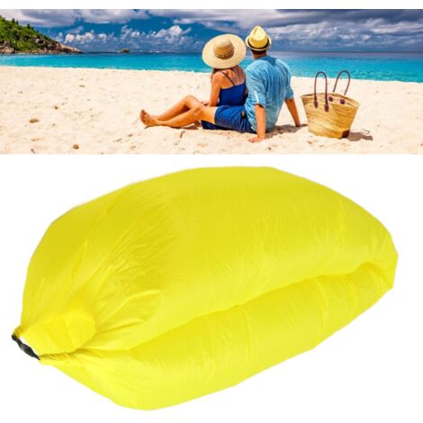 Canapé Gonflable de Pacha  Sofa Bouée Ergonomique Jaune  Fauteuil d'Air de Camping & Piscine  Matelas Étanche pour Voyage & Fêtes (100x70x60cm)  Sac de Transport Inclus