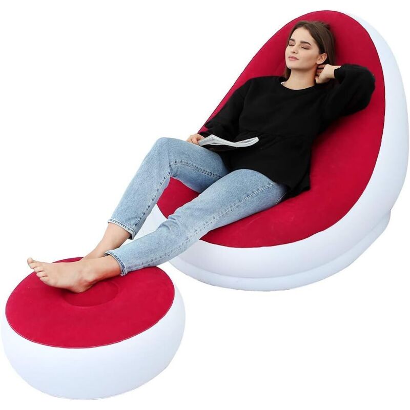 Canapé Gonflable et Repose-Pieds pour l'extérieur - Pliable(Rouge)