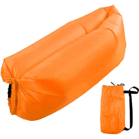Canapé Gonflable Portable, Sofa d'Extérieur Dépliable avec Sac de Rangement pour Camping et Plage - Orange