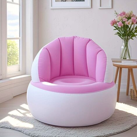 Canapé gonflable simple avec dossier, pliable et portable, en PVC, pour salon, chambre à coucher, balcon, rose