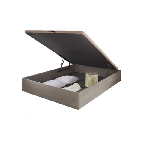 Canapé abatible Madera Gran Capacidad con Tapa 3D y válvulas de transpiración, incorpora esquineras en Madera Maciza, Color Roble Cambrian