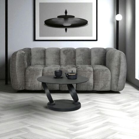 Canapé gris 3 places forme arrondie en tissu chenille IENA