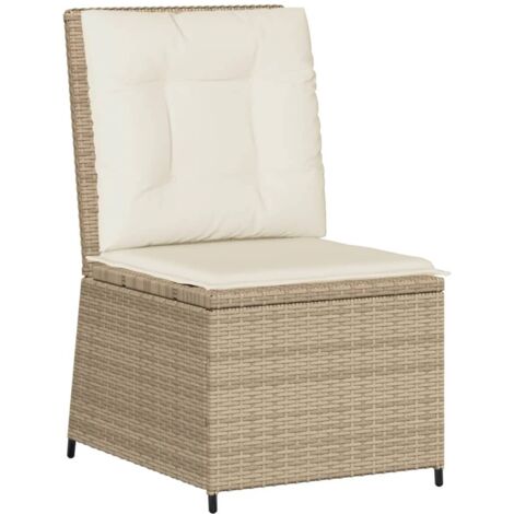 Canapé inclinable de jardin  Divan de jardin avec coussins beige résine tressée