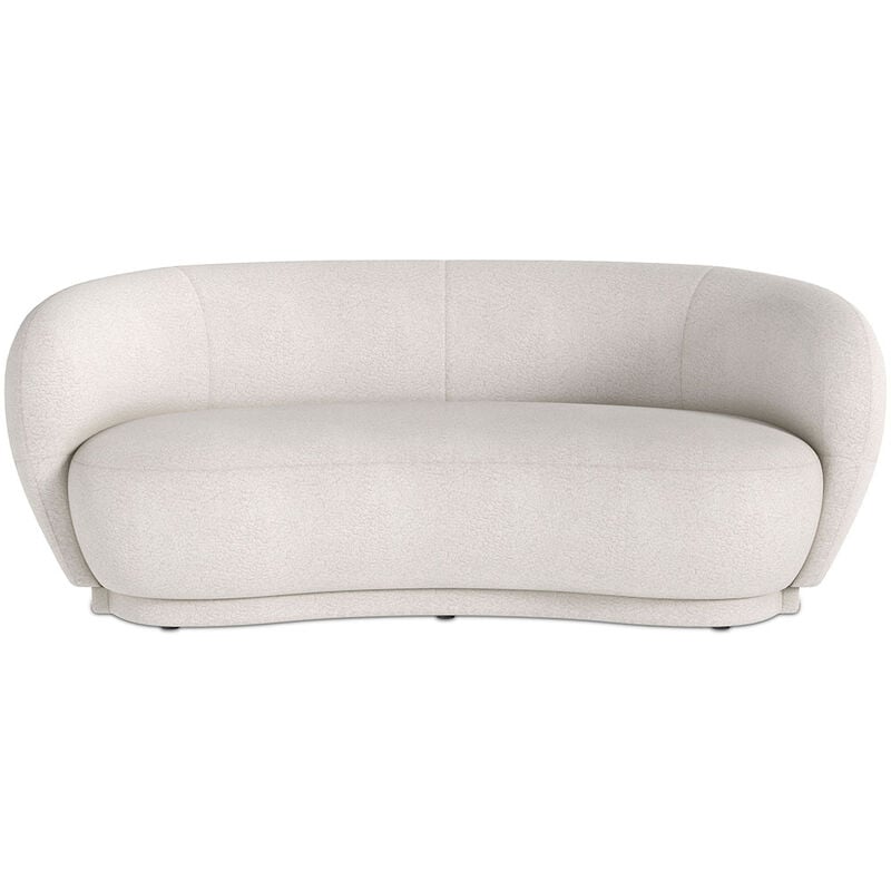 Privatefloor - Canapé courbe 3 places en tissu bouclé - Curvy Blanc