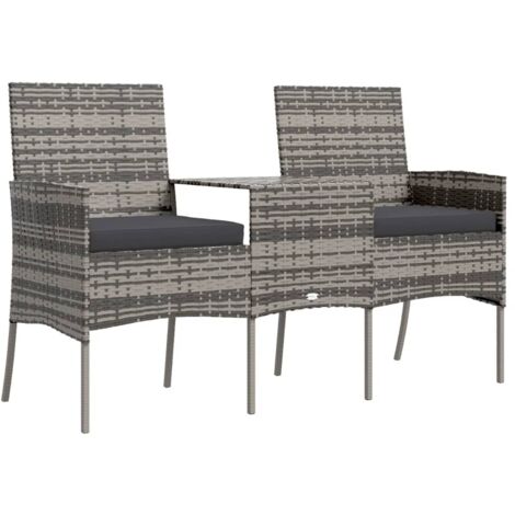 Canapé jardin,Canapé d'extérieur,Sofa de jardin 2 places et table basse Résine tressée Anthracite CFW552394
