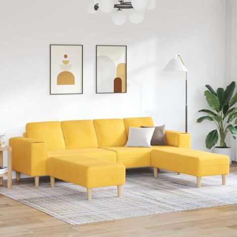 Canapé Jaune clair 250 x 188 x 76 cm Tissu en velours côtelé vidaXL