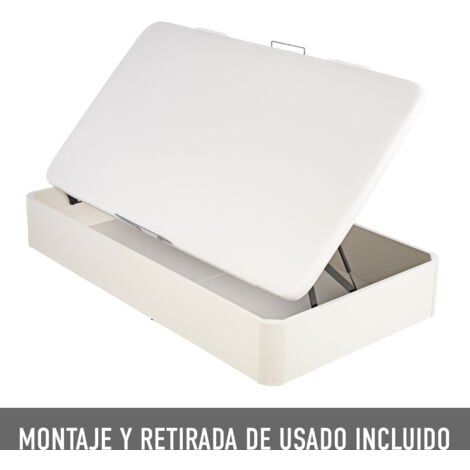 Canapé Juvenil Royal Sleep Apertura Lateral Blanco, Montaje en el domicilio incluido, Alta resistencia y capacidad, 90x190
