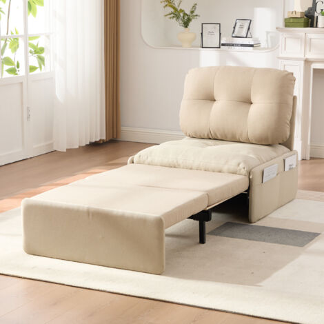 Canapé Lit 1 Place 81.5x92cm - Convertible avec Lit Gigogne - Fauteuil Polyvalent - Gris