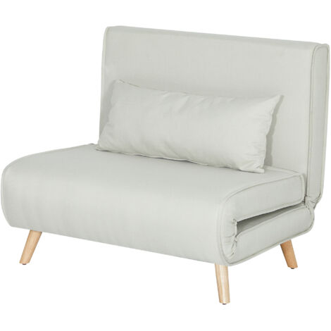 Canapé-lit 1 place dossier inclinable, coussin fourni, pieds rabattables, capacité 350 kg blanc